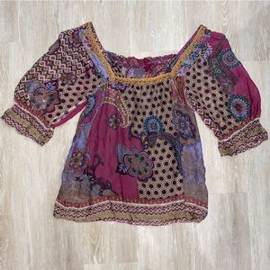 Trinity Silk Purple Printed Top